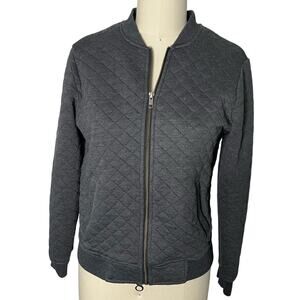 Marine Layer Grey Corbet Quilted Bomber Jacket Size Medium Full Zip